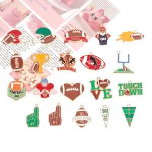Breloques Pendentifs DIY Thème Sport Football Émail Alliage pour Accessoires de Fabrication de Bijoux Bracelet Collier