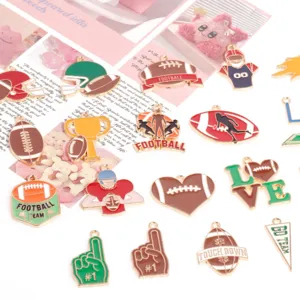 Breloques en alliage émaillé de football pendentifs pour bricolage bracelet collier