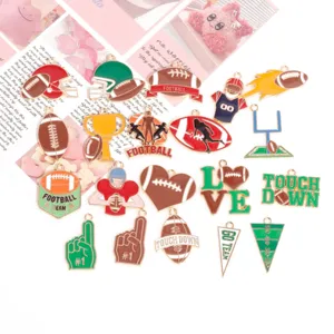 Pendentifs en metal emaille sur le theme du football pour bracelets colliers DIY