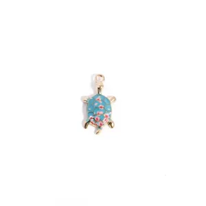 Cute turtle metal charm pendant zinc alloy colorful enamel DIY jewelry making necklace keychain