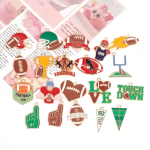 Breloques pendentifs en alliage émaillé série football américain pour collier bracelet