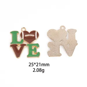 Breloques pendentifs en alliage amour de football pour bracelet collier bijoux DIY.