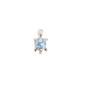 Zinc alloy turtle pendant charm with blue enamel details for DIY necklaces and keychains.
