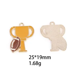 Pendentif en alliage émaillé trophée de rugby pour bracelet et collier DIY fabrication.