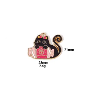Zinc alloy Halloween black cat candy charm DIY pendant jewelry accessories for necklace key