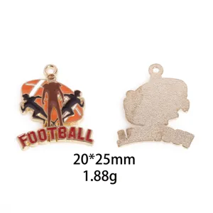 Pendentif breloque en alliage de série football avec émail, taille 20x25mm, poids 1.88g pour bijoux.