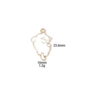 Gold metal cat charm DIY pendant accessory, cute animal shape for necklace keychain making