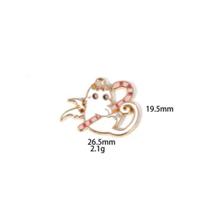 DIY devil cat enamel pendant metal charm alloy jewelry accessory with pink details 19.5x26.5mm