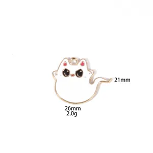 DIY devil cat enamel metal charm pendant accessory detail view showing size and dimensions.