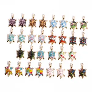 Cute Turtle Alloy Enamel Pendant Charms Colorful Printed Animal DIY Jewelry Accessories For Necklace Keychain Gift