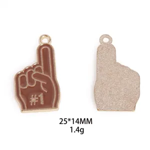Pendentif en émail alliage doigt mousse série rugby pour bracelet collier bijoux bricolage