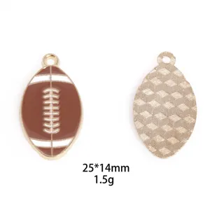 Pendentif en métal ballon de football émaillé marron pour fabrication de bijoux collier bracelet