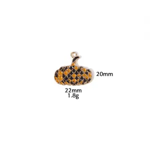 Thanksgiving pumpkin enamel metal pendant charms for DIY jewelry making 22x20mm 1.8g