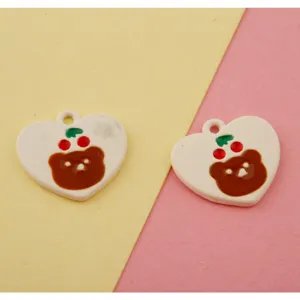 DIY alloy drip oil heart shaped bear cherry charms for bracelets and keychains jewelry making.