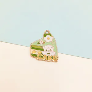 Leuke emaille taart beer charm metalen hanger voor DIY armband sleutelhanger sieraden maken
