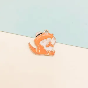 Schattige oranje cartoon dier emaille bedel voor DIY sieraden maken en sleutelhanger.
