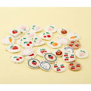DIY enamel alloy charms pendants fruit strawberry cherry carrot cute jewelry making parts