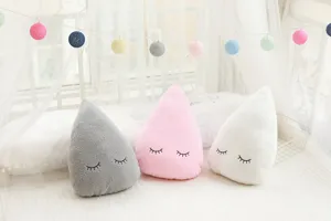 Cute raindrop plush pillow soft teardrop cushion for kids room and home sofa decor