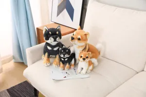 Cute simulation Shiba Inu plush toy set, soft Akita dog doll for kids and home decor.