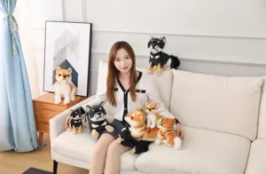 Cute Shiba Inu plush toy realistic Akita dog stuffed animal soft doll for kids gifts home decor
