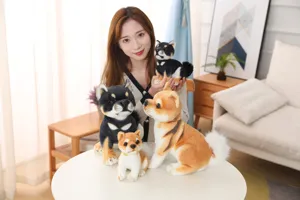 Cute simulation Shiba Inu plush toys, soft stuffed Akita dog animal dolls for kids and gifts.