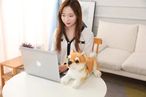 Cute simulation Shiba Inu plush toy, lifelike floppy design, perfect companion for kids.