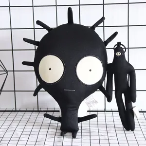 Simpatica bambola di peluche nera scura e stravagante divertente mostro appuntito regalo.