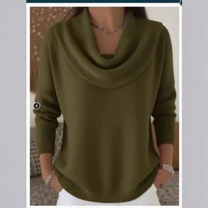 Mujer jersey de punto color solido cuello alto manga larga elegante otoño invierno superior