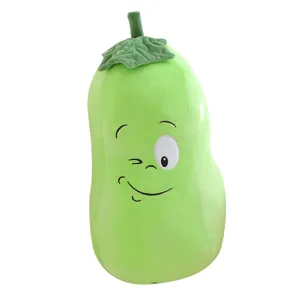Cojín de felpa de verdura verde bonito cara sonriente juguete de peluche regalo