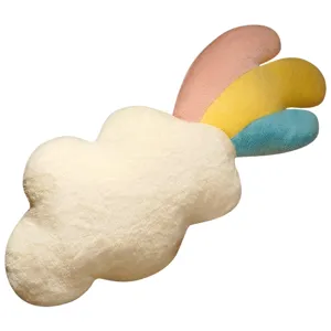 Cute rainbow cloud plush pillow, soft stuffed toy sofa cushion for sweet girls bedroom decor