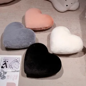 Faux mink fur heart throw pillow Nordic style cute plush cushion soft sofa home decor gift