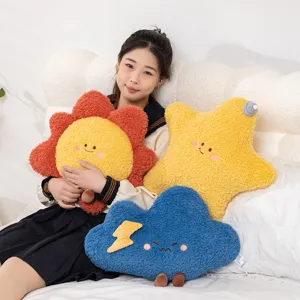 Cute plush throw pillow set ins style soft cartoon sun star cloud cushion for room decor