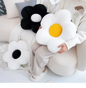 Leuke zonnebloem pluche kussen, zacht bloemkussen voor woonkamer sofa thuisdecoratie