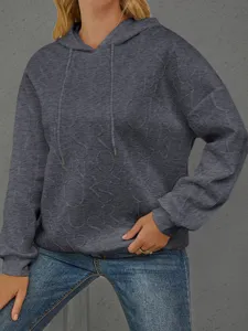 Lässiger, lockerer 3D-Buchstaben geprägter Kapuzenpullover für Damen, Herbst und Winter.