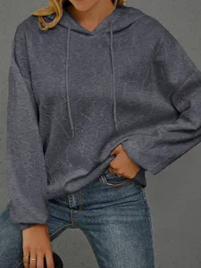 Lässiger weite Kapuzenpullover mit modischen 3D Buchstaben Prägung Damen Herbst Winter