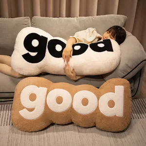 Plush Flower Throw Pillow Letter Embroidered Cushion Soft Stuffed Bed Pillow For Living Room Home Decor