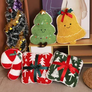 Cuscino Arredo Natalizio Cuscino Festivo Decorativo Morbido Peluche Babbo Natale Albero Campana Forma Cuscino Per Home Decor