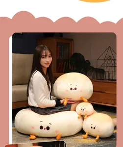 Cute steamed bun plush pillow soft stuffed doll cozy living room sofa bed toy birthday gift for girl