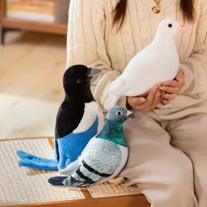 Simulation pigeon plush toy cute magpie bird doll soft stuffed animal gift for kids