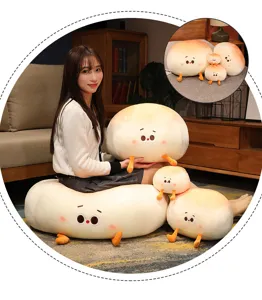 Cute steamed bun plush toy pillow for sofa bed sleeping soft stuffed doll gift for girls