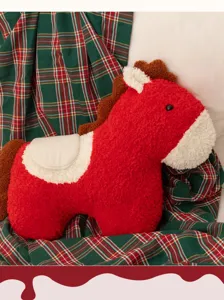 Süßes rotes Pferd Plüschkissen, weiches Kuscheltier Kissen für Sofa, Büro und Heimdekoration.