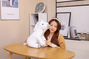 Cute white plush horse toy stuffed pony pillow soft animal doll lovely gift for girls home decor