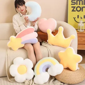 Coqueta almohada de peluche serie fiesta arcoiris estrella fugaz kawaii nube para sofa