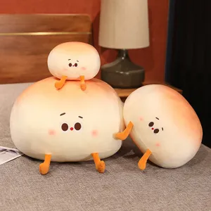 Cute steamed bun plush pillow toy, soft stuffed doll cushion for sofa bed gift, main view