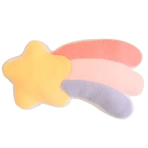 Lindo cojín de felpa de estrella arcoíris, cojín de sofá pastel suave para decoración de dormitorio