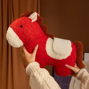 Niedliches rotes Pferd Plüschkissen, weiches Stofftier Kissen für Sofa, Büro und Auto.