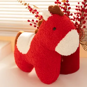 Rotes Plüschpferd Kissen süßes Kuscheltier Sofakissen Rückenlehne für Büro und Auto Geschenk