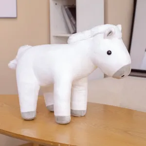 Cute white horse plush toy simulation pony stuffed animal soft doll girl gift home decor