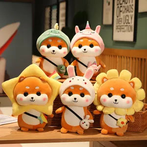Soft Down Cotton Transformed Shiba Inu Plush Toy Cute Animal Cosplay Husky Stuffed Doll Children Birthday Gift