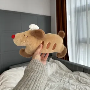 Chef baguette dog plush pillow cute puppy companion sleeping toy soft side cushion for kids